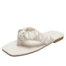 Ladies Slippers Summer Slides Solid Pleated Clip Toes Flat Women Slides Soft Bottom Shoes Female Beach Flip Flops