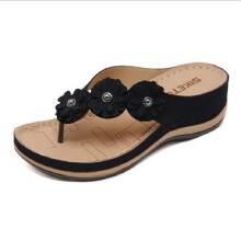 Summer Leisure Outside Wedges Cut-outs Flowers Rivet Plus Size 43 44 Women Beach Flip-flops Ladies Slippers 2206