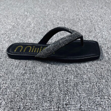 Summer Flip Flops Women Shoes Large Size Flat with Square Toe Non-slip Casual Outside Travel Beach Ladies Slippers