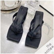 Square Heel Women Flip Flop Summer Beach Ladies Slipper Bohemian Female Sandal Med Heel Slip On Slides