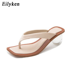 Flip Flops Slippers Perspex Heel Crystal Round Ball Heel Sandals For Summer Women Slides shoes