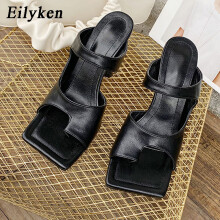 High Slippers Women High Heels Flip Flops Summer Thin Heel Slides Outdoor Dress Slip on Shoes