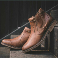 Man Vintage Boots Desert Motorcycle Boots for Men Command Leather Zip Short Classic High-Top Shoes Work Tooling Boots