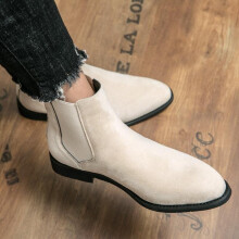 Chelsea Boots Men Faux Suede brown Classic Business Casual Versatile British Style Slip-On Ankle Boots
