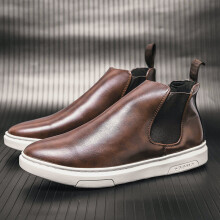 Casual Chelsea Boots Mens Round Head Hoop Solid Comfortable Versatile Casual Shoes Breathable Outdoor
