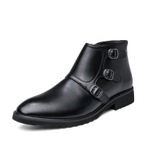 Double Monk Strap Motorcycle Boots Homme Leather Shoes Men Chelsea Boots Men Ankle Boots Man Casual Shoes for Man Chaussure
