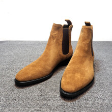 Men Chelsea Boots Brown Velvet High Ankle Dress Shoes Men Walking Shoes Wear Resistant Chelsea Dress Boots Botas de Hombre