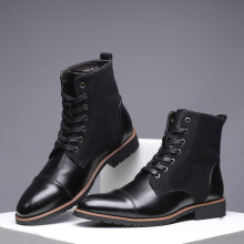 Winter Men Snow Boots Warm Plush Plus Size Men Boots Pointed Toe Winter Casual Leather Shoes Men Chelsea Boots