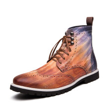Men Boots Autumn Chelsea Boots Male Zapatos De Hombre Leather Casual Boots Men Comfy Lace up Anti-Slip Boots Plus Size