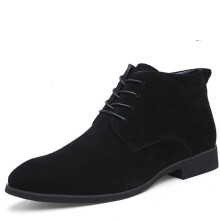 mens boots British mens shoes pointed toe leather cow suede boots casual boots large size mens Chelsea boots H396