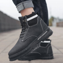 Winter Mens Boots All-match Velvet Boots Mens Style Tooling Boots High-top Warm Shoes Chelsea Boots Men