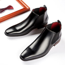 autumn Chelsea boots mens leather short ankle boots business formal dress square toe high-top leather boots elastic H979