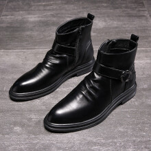 Brown Motorcycle Boots for Men Male Outdoor Shoes Man Chelsea Boots Men Ankle Boots Leather Shoes Men Monk Strap Chaussure
