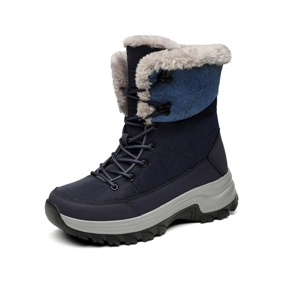 Warm Plush Snow Boots Lace Up High Top Mens Boots Waterproof Winter Outdoor Boots Anti-Slip Army Work Boots Desert Boots-image-OPC-PBWRDFG-NEW