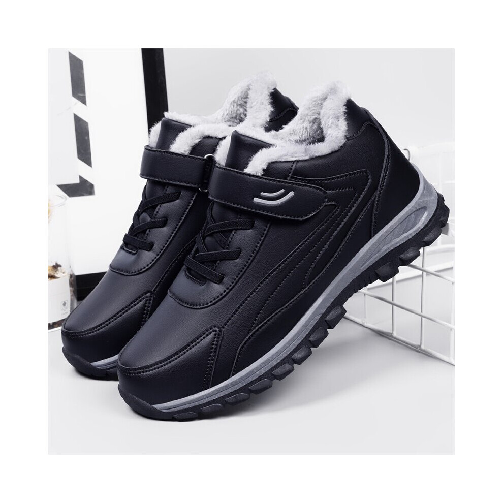 Winter Waterproof Leather Men Boots Plush Warm Snow Boots Outdoor Non-slip Work Mens Hiking Boots High Top Rubber Ankle Boots-image-OPC-PBWRDT7-NEW