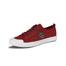 Red Casual Men Embroidered Shoes Comfortable Breathable Flat Mens Canvas Shoes Sneaker Men Espadrilles