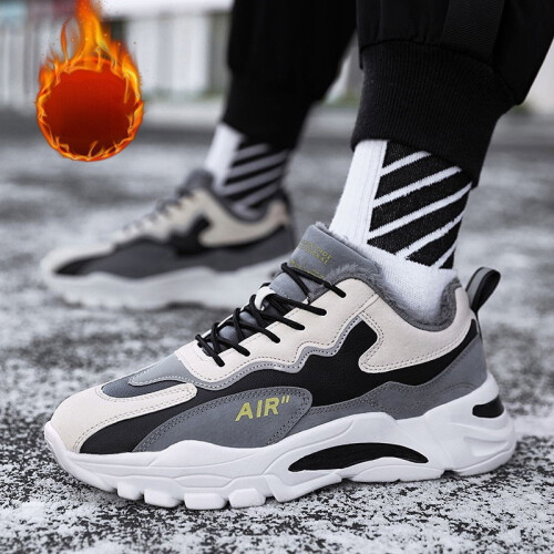 Male Sneakers Plus Velvet Thicken Chunky Sneaker Men Shoes Winter Warm Cold Protection Snow 8404