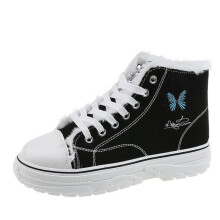 Plus Velvet High-top Canvas Students Version Of Wild Autumn And Winter Non-slip Sports Shoes Cotton Shoes Boots