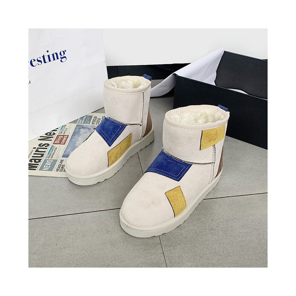 Winter Women Snow Boots Female Flock Thick Bottom Warm Plush Short Boot Ladies Mixed Colors Slip On Flat Booties-image-OPC-PBWRMM6-NEW