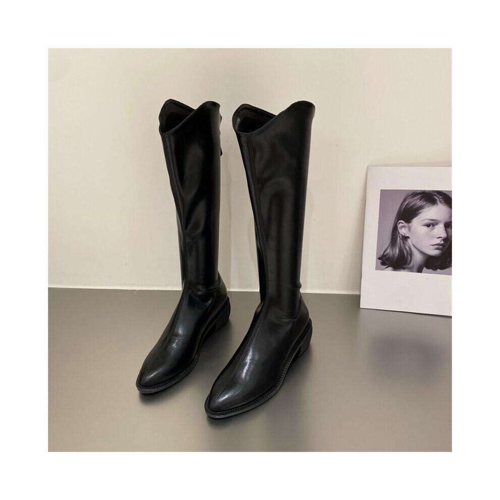 Winter Boots Women Motorcycle Botas Autumn Womens Shoes Knee High Boot Square Heel Long Boots Punk Shoes Female-image-OPC-PBWRMQW-NEW