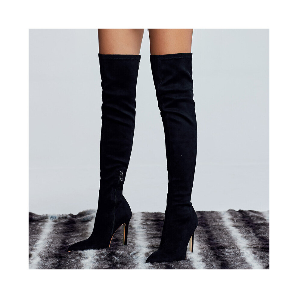 Women High Heels Over The Knee Thigh High Boots Lady Fetish Stripper Long Suede Boots Winter Sexy Fetish Shoes