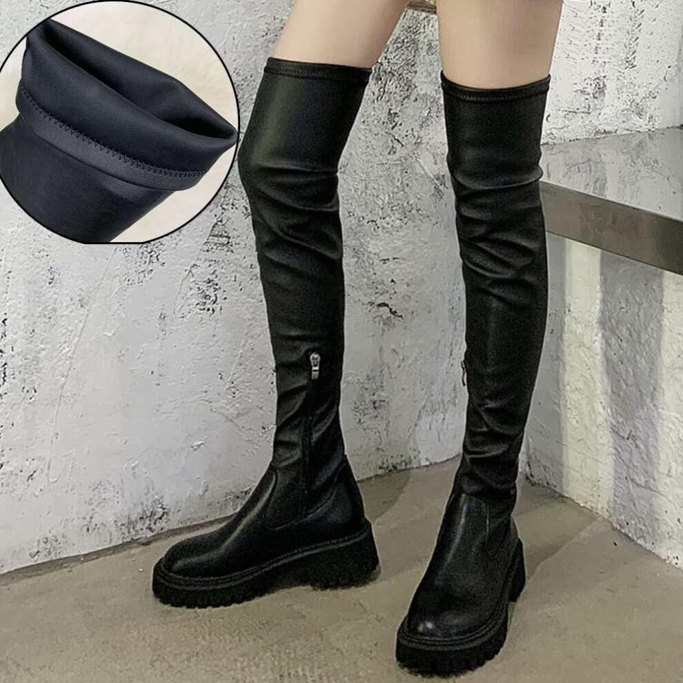Women Zipper Short Plush Shoes Boots Autumn Winter Warm Women Knee High Boots-image-OPC-PBWRNQG-NEW