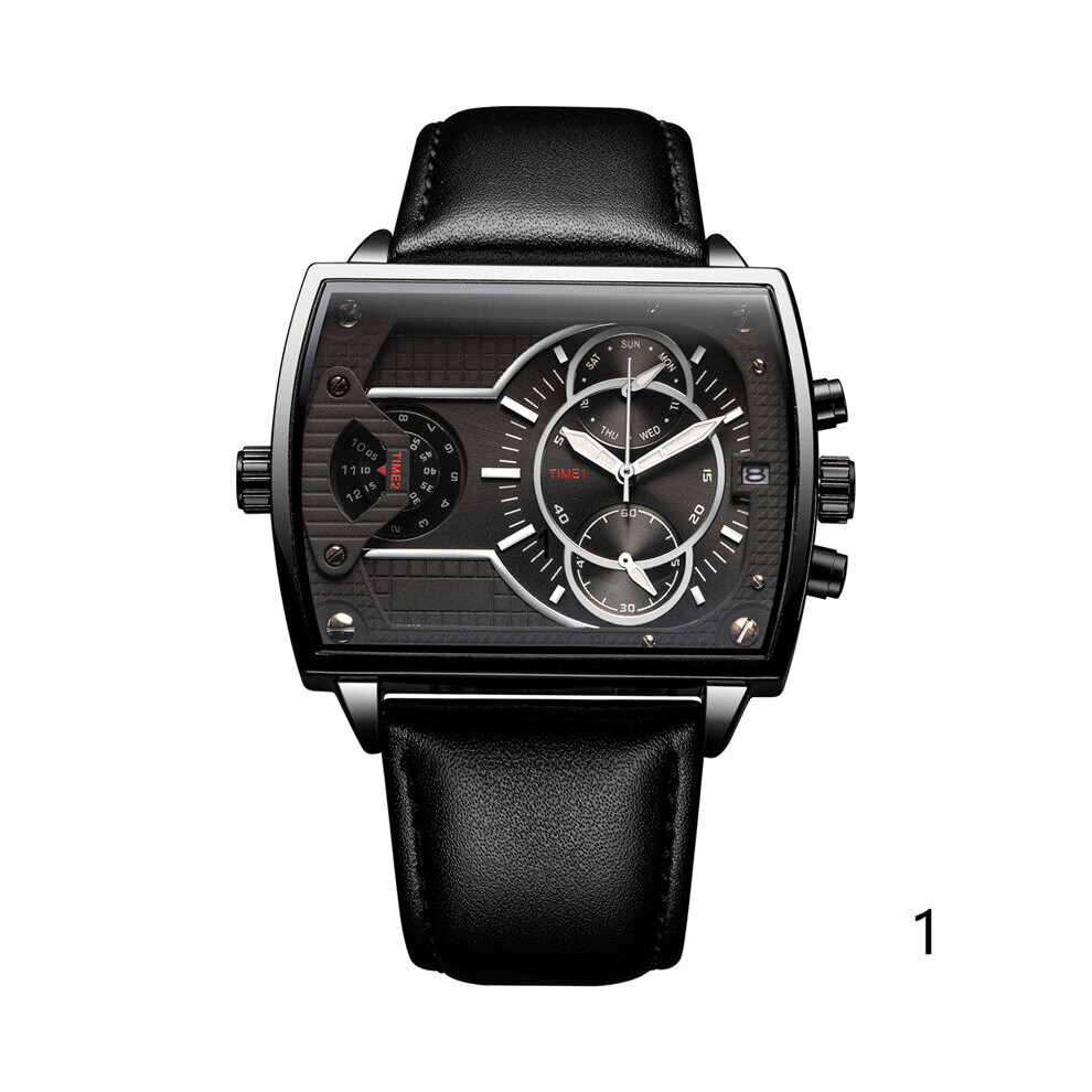 Leather Mens Military watch Square Quartz Waterproof Sports Wrist Watches Leather Casual Reloj Hombre-image-OPC-PBWRQT7-NEW