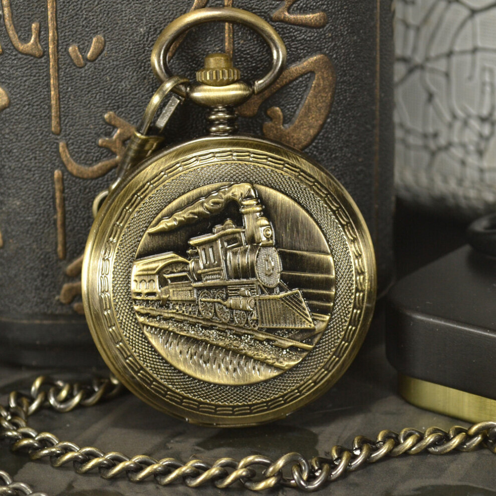 Train Steampunk Antique Skeleton Mechanical Pocket Watch Men Chain Necklace Casual Pocket & Fob Watches-image-OPC-PBWRR5W-NEW