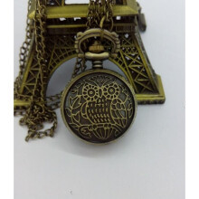 good spherical owl Quartz Bronze antiques Pocket watch necklace YY123
