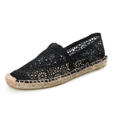 (black-7) Selling Women Lace Espadrilles Breathable Lace Flats For Women Ladies Slip-on Espadrilles Women Casual Flat Shoes