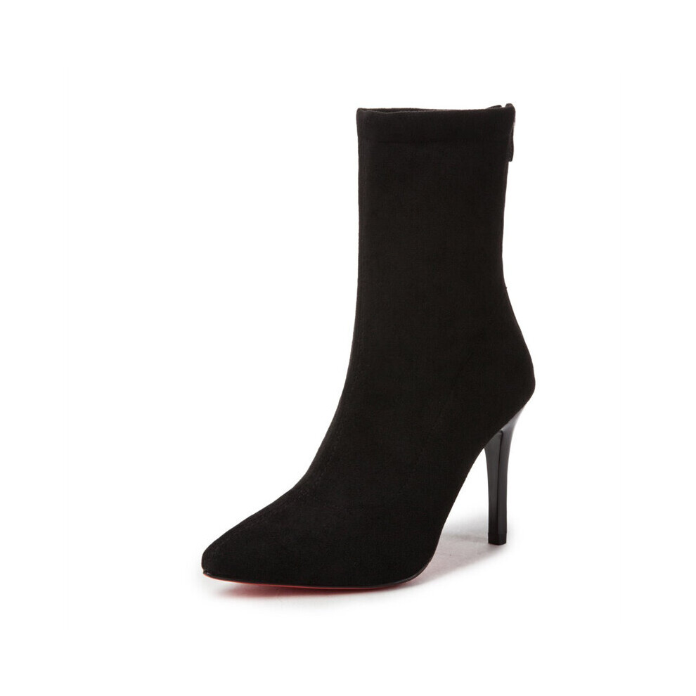 9 Cm Women Sexy Boots Autumn Red Bottom Thin High Heels Pointed Toe Solid Suede Ankle Boots Ladies Shoes-image-OPC-PBWS6B6-NEW