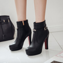 Oversize Large size Big Size 11 12 13 Euro-American round-headed round heel side zipper belt buckle boots