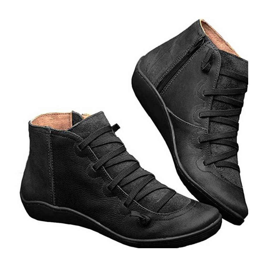 plus size Shoes women boots Flat casual Shoes pu leather shoes autumn winter ankle boots size 35-43-image-OPC-PBWS6HD-NEW