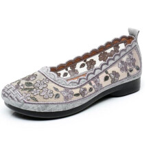 Summer Cloth Women Shoes Mesh Slip on Flat Embroidered Mom Shoes Chinese Espadrilles Ladies Casual Loafers WFS3123