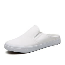 (white Beige-40 7.5) Valstone Canvas Mens Mules Light Casual Flats Half Slipper for Men Breathable Non-Leather Male Flats Half Shoes