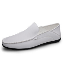 (White-44 10.5) Valstone Leather casual shoes men Autumn Slip-on loafers soft italian leather flats light Moccasins Plus size 38-47