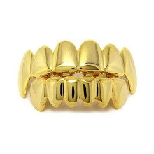 Hip Hop Single ToothBraces Teeth Grillz Real Plated Braces Fine Jewelry Grill Teeth Caps Halloween Cosplay