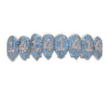 Hip Hop Cubic Zircon Teeth Grillz Top & Bottom Grills Dental Mouth Punk Teeth Caps Cosplay Party Rapper Jewelry