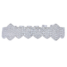 Hip Hop Fang Teeth Grillz Micro Pave Cubic Zircon Top Teeth Caps Mouth Tooth Grills Cosplay Jewelry
