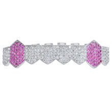 Hip Hop Fang TeethGrillz Micro Pave Cubic Colorful Zircon Top Teeth Caps Mouth Teeth Grills