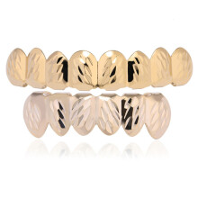Hip Hop Cubic Zircon Teeth Two Grillz Top Bottom Grills Dental Mouth Punk Tooth Caps Cosplay Rapper Jewelry