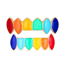 Hip Hop Teeth Jewellry Sets Colorful Top Bottom Tooth Cosplay Party Rapper Teeth Grillz