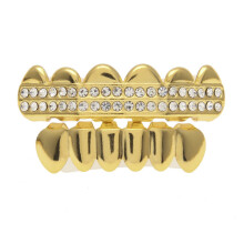 Hip Hop Cubic Zircon Teeth Grillz Top Bottom Grills Dental Mouth Punk Tooth Caps Cosplay Rapper Jewelry