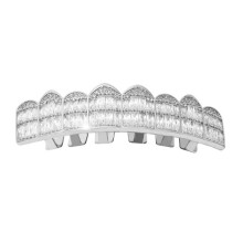 Hip Hop Cubic Zircon Teeth Grillz 8-Tooth ShinyTop Bottom Grills Dental Mouth Punk Tooth Caps Cosplay Rapper Jewelry