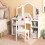 Casart Kids Vanity Set w/ Dressing Table & Chair Tri-Folding Mirror 4 Storage 8