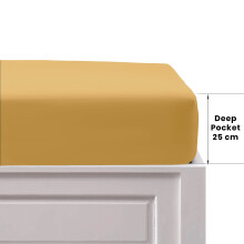 (Single (91 x 190 cm), Ochre (Yellow)) Bed Fitted Sheets Single Double King Super King UK