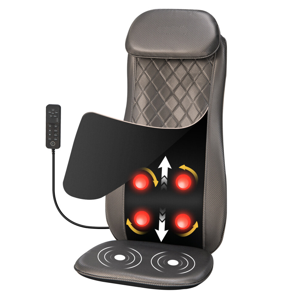 Full Back Massage Chair Pad w / Heat Vibration & Thai Shiatsu Rolling