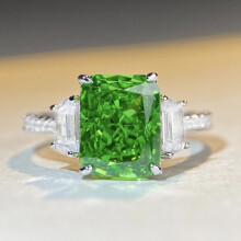 100% 925 Sterling Silver Crushed Ice Cut Lab Sapphire Citrine Emerald High Carbon Diamonds Gemstone Ring Fine Jewelry