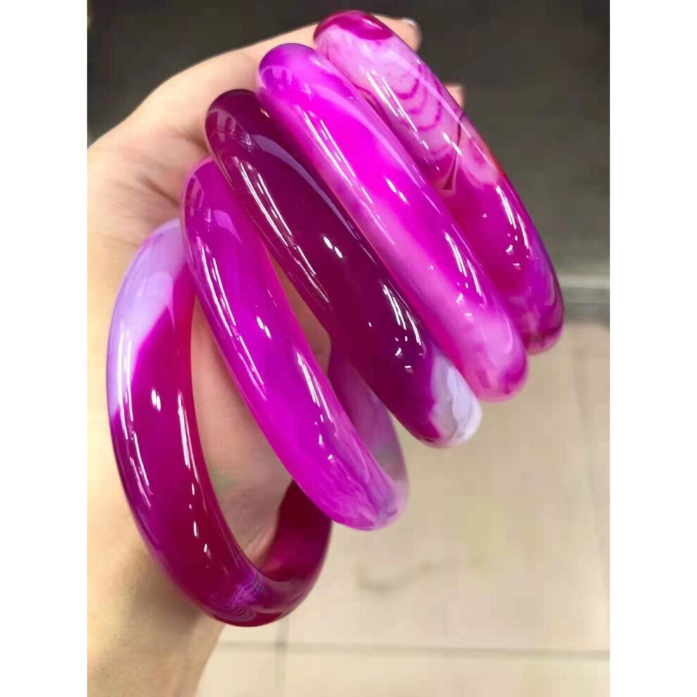 Real Natural Chalcedony violet bracelets women handcarved jade bangle jewelry jadeite bangles Real agate bracelet-image-OPC-PBWSPGP-NEW