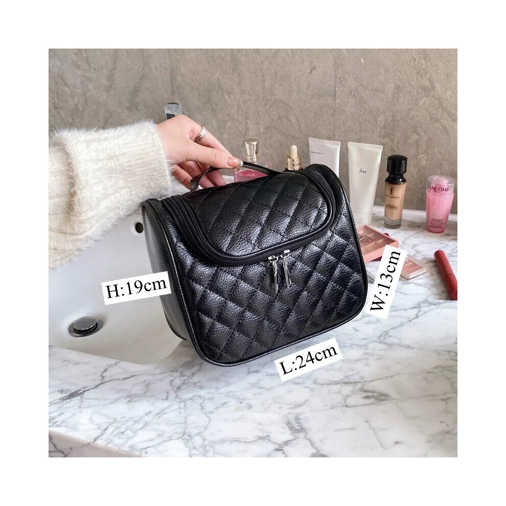 Multicoloured Women Pu Leather Makeup Bag Portable Cosmetic Bag Womens Large-Capacity Portable Travel Cosmetic Storage Bag Wash Bag
